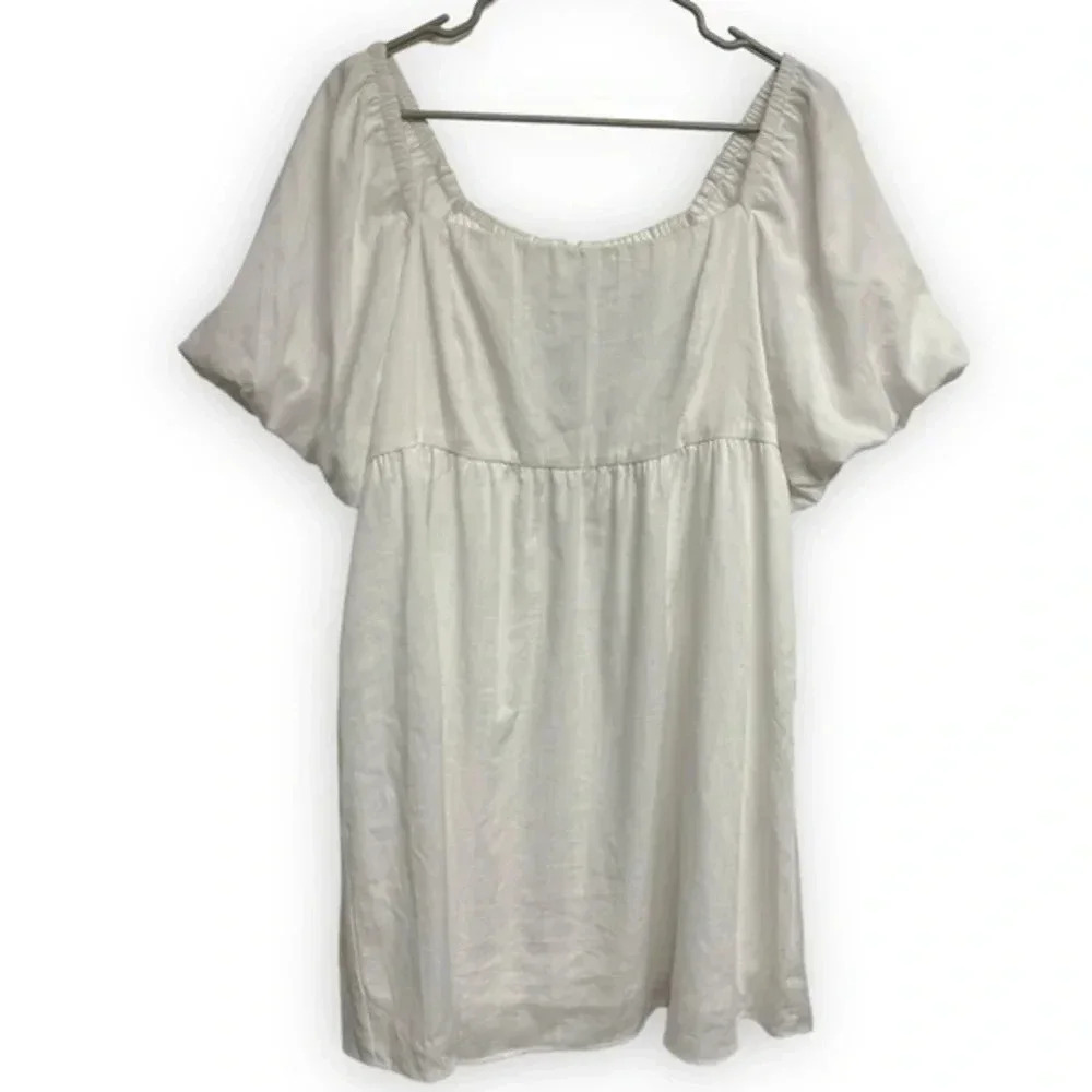 And Now This Baby Doll Puff Sleeve White Dress